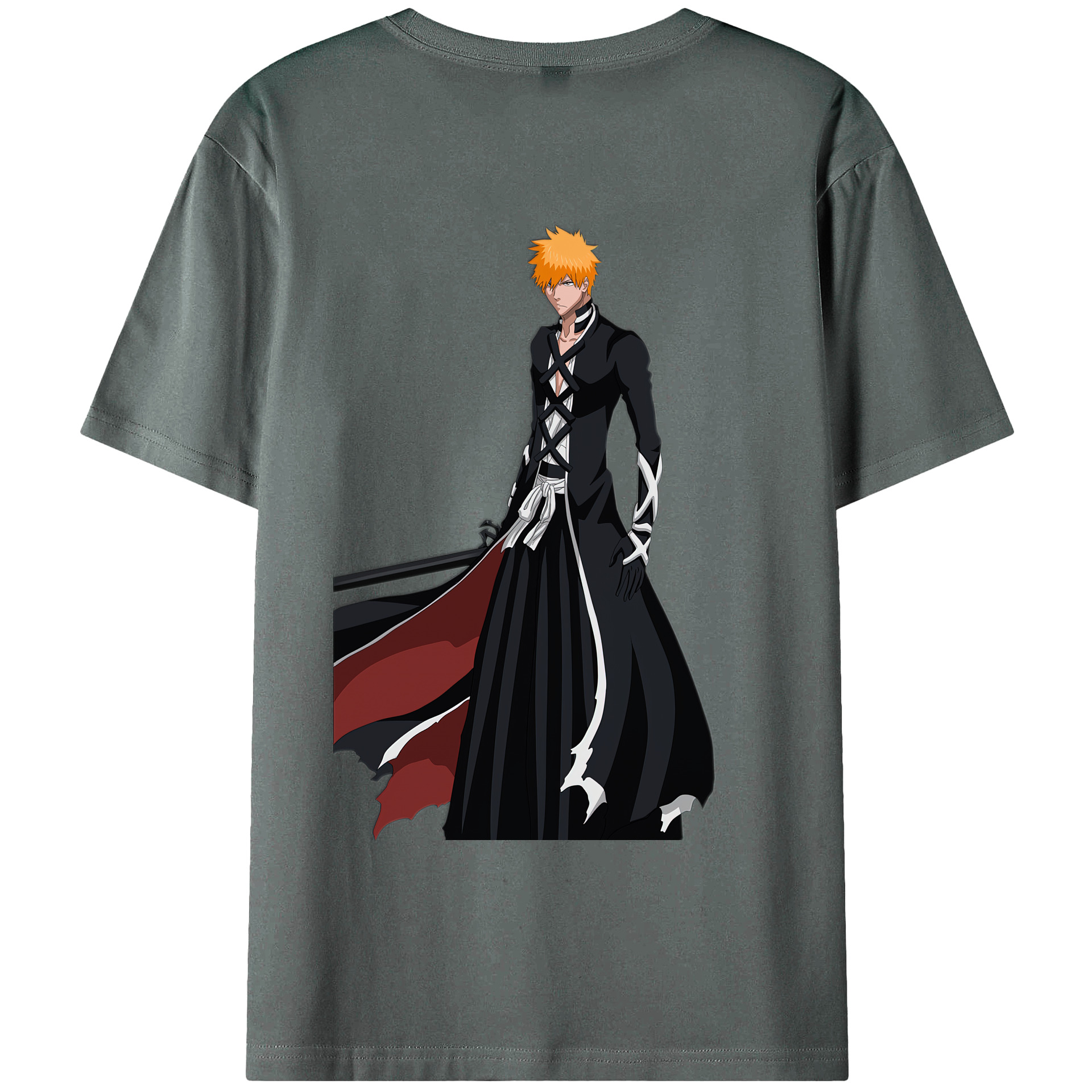 （画像用） ブリーチ 黒崎一護（くろさき いちご）BLEACH Kurosaki Ichigo 綿100％ メンズ半袖Tシャツ（バックプリント） 通気性
